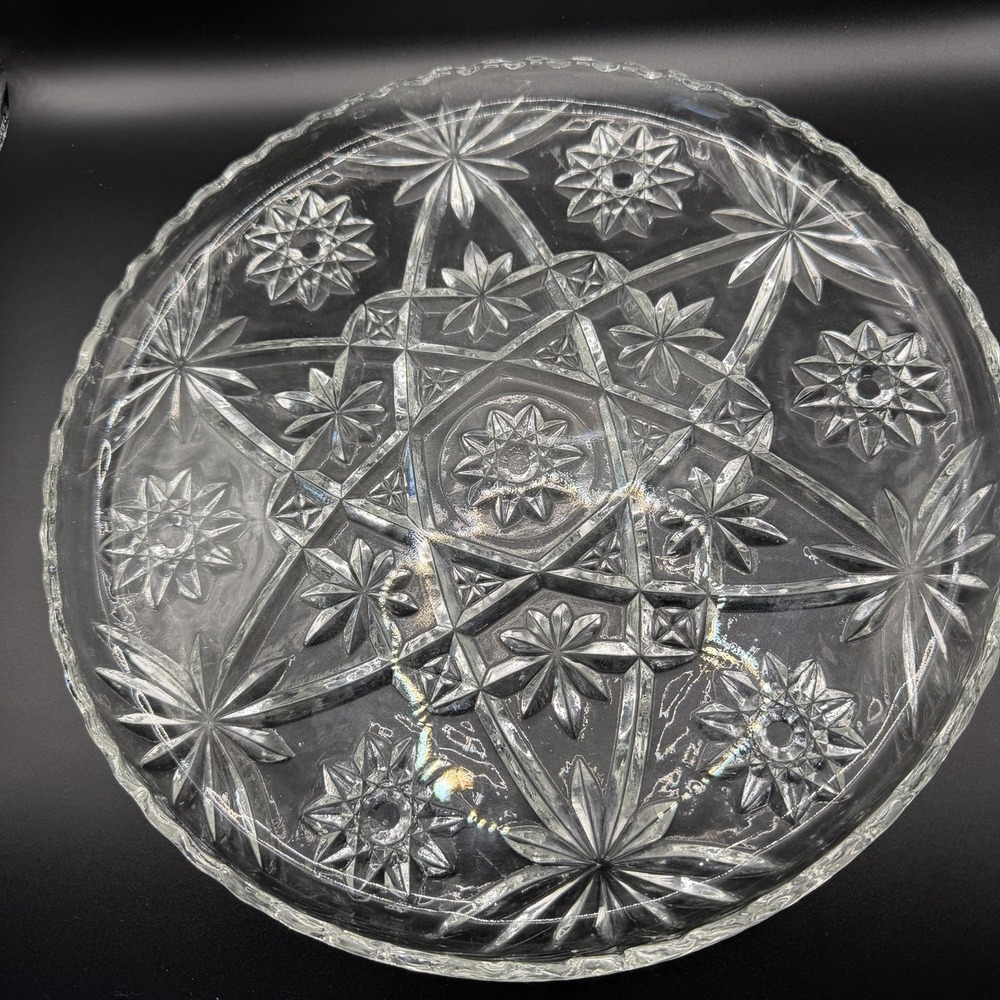 Vintage Anchor Hocking Early American Prescut (EAPC)glass STAR OF DAVID platter